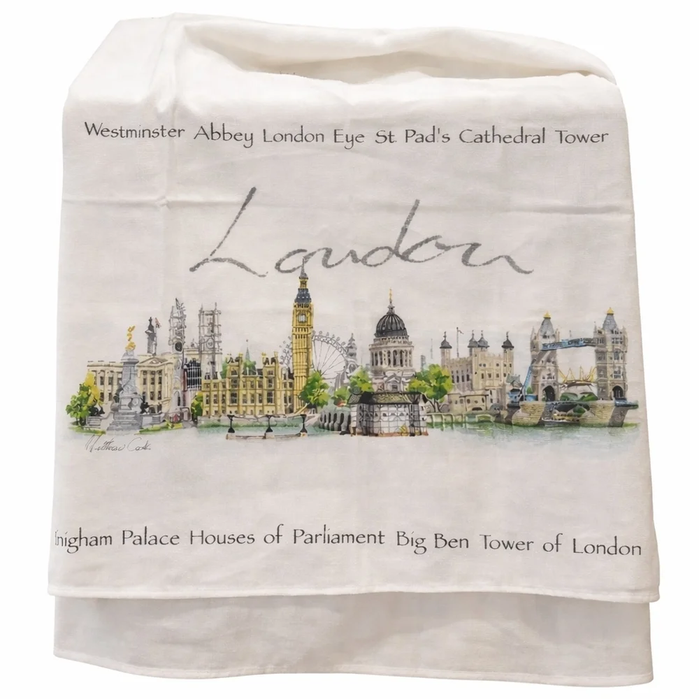 London Tea Time Towel‎ 29x28 Cotton The Dome Red Bis Ect